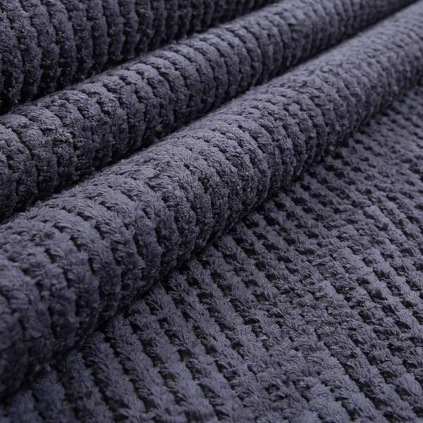 Ilford Plush Wave Ripple Effect Corduroy Upholstery Fabric In Purple Colour - Roman Blinds