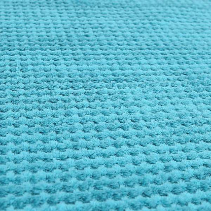 Ilford Plush Wave Ripple Effect Corduroy Upholstery Fabric In Teal Colour - Roman Blinds