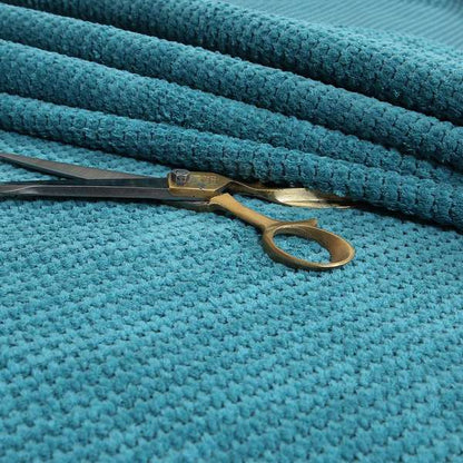 Ilford Plush Wave Ripple Effect Corduroy Upholstery Fabric In Teal Colour - Roman Blinds