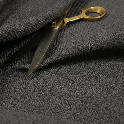 Irvine Herringbone Weave Chenille Upholstery Fabric Grey Carbon Colour - Made To Measure Curtains