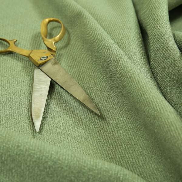Irvine Herringbone Weave Chenille Upholstery Fabric Green Colour - Roman Blinds