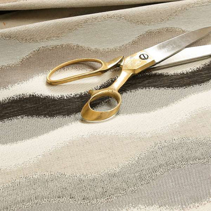 Aura Striped Neutral Colour Shades Pattern Fabric Chenille Upholstery Fabric JO-01 - Made To Measure Curtains