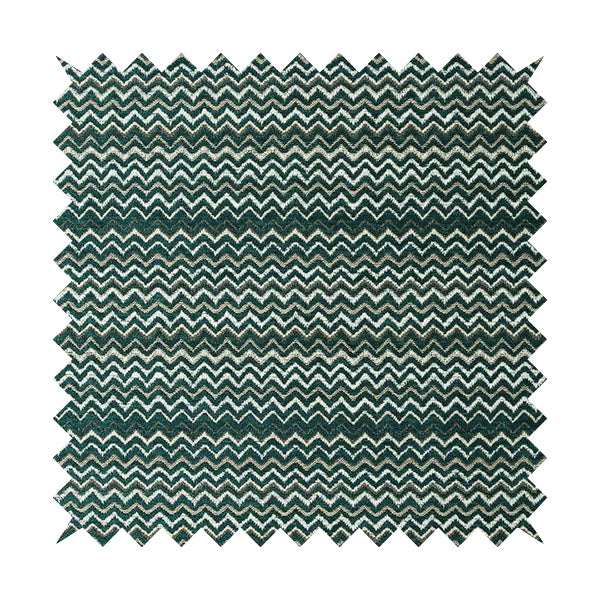 Zig Zag Teal Chevron Striped Pattern Fabric Chenille Upholstery Fabric JO-02 - Made To Measure Curtains