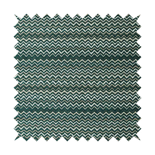 Zig Zag Teal Chevron Striped Pattern Fabric Chenille Upholstery Fabric JO-02