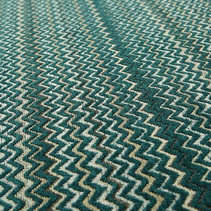 Zig Zag Teal Chevron Striped Pattern Fabric Chenille Upholstery Fabric JO-02 - Roman Blinds