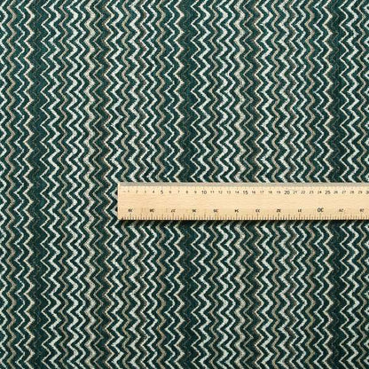 Zig Zag Teal Chevron Striped Pattern Fabric Chenille Upholstery Fabric JO-02 - Made To Measure Curtains