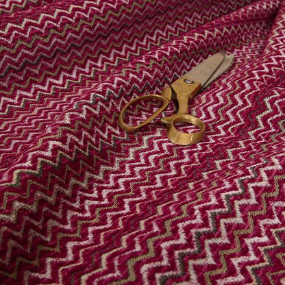 Zig Zag Pink Red Chevron Striped Pattern Fabric Chenille Upholstery Fabric JO-03 - Roman Blinds