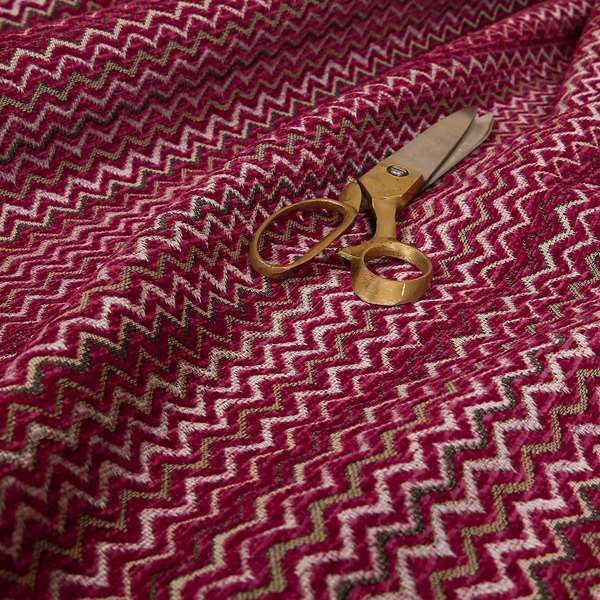 Zig Zag Pink Red Chevron Striped Pattern Fabric Chenille Upholstery Fabric JO-03 - Made To Measure Curtains