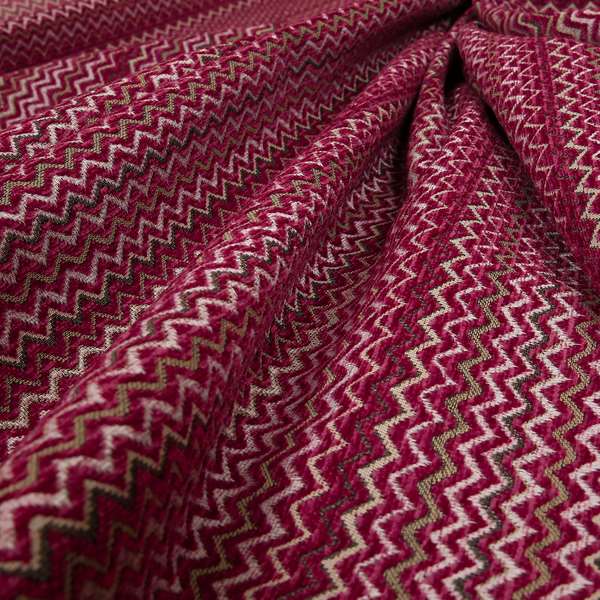 Zig Zag Pink Red Chevron Striped Pattern Fabric Chenille Upholstery Fabric JO-03 - Roman Blinds