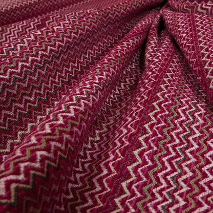 Zig Zag Pink Red Chevron Striped Pattern Fabric Chenille Upholstery Fabric JO-03
