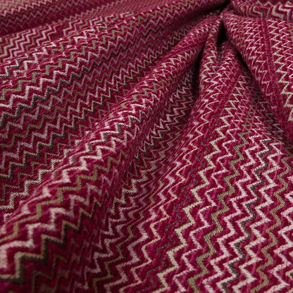 Zig Zag Pink Red Chevron Striped Pattern Fabric Chenille Upholstery Fabric JO-03 - Made To Measure Curtains