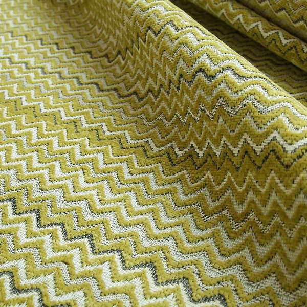 Zig Zag Green Chevron Striped Pattern Fabric Chenille Upholstery Fabric JO-04 - Roman Blinds