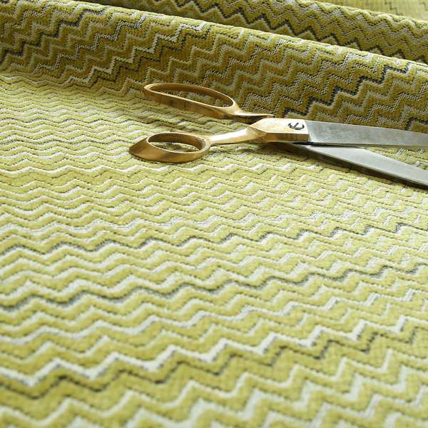 Zig Zag Green Chevron Striped Pattern Fabric Chenille Upholstery Fabric JO-04 - Roman Blinds