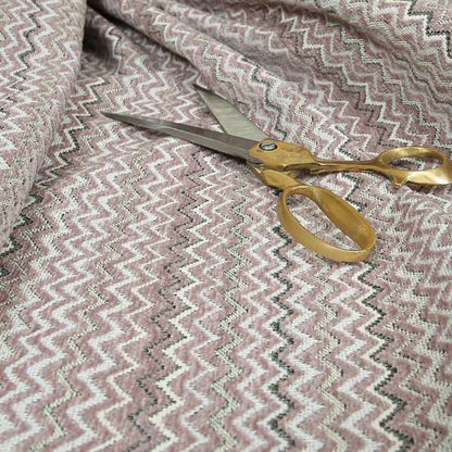 Zig Zag Lilac Chevron Striped Pattern Fabric Chenille Upholstery Fabric JO-05 - Roman Blinds