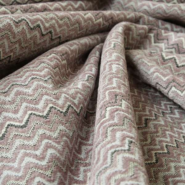 Zig Zag Lilac Chevron Striped Pattern Fabric Chenille Upholstery Fabric JO-05 - Made To Measure Curtains