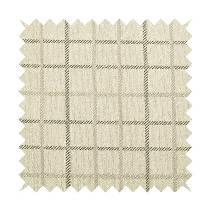 Plain Checked Pattern Fabric Oatmeal Beige Colour Chenille Upholstery Fabric JO-06 - Made To Measure Curtains