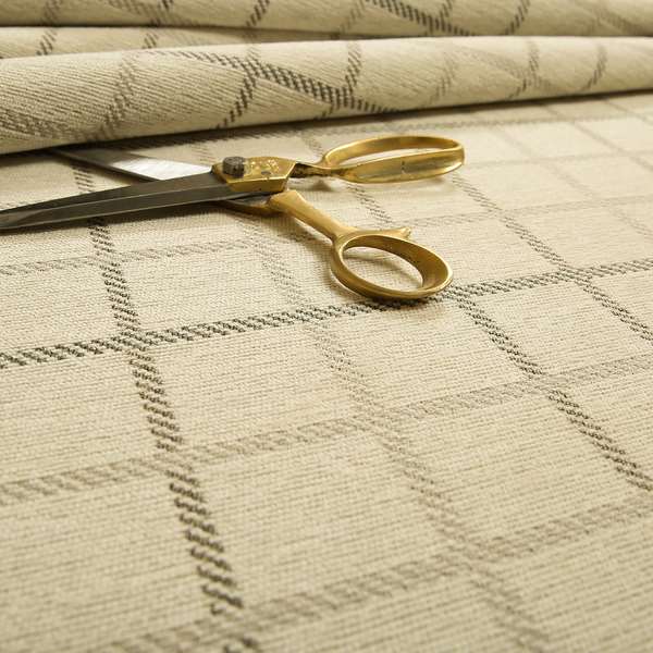 Plain Checked Pattern Fabric Oatmeal Beige Colour Chenille Upholstery Fabric JO-06 - Made To Measure Curtains