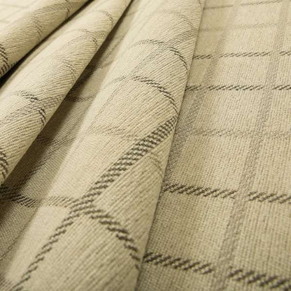 Plain Checked Pattern Fabric Oatmeal Beige Colour Chenille Upholstery Fabric JO-06 - Made To Measure Curtains