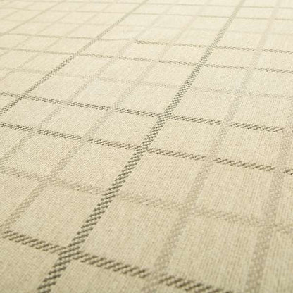 Plain Checked Pattern Fabric Oatmeal Beige Colour Chenille Upholstery Fabric JO-06 - Made To Measure Curtains