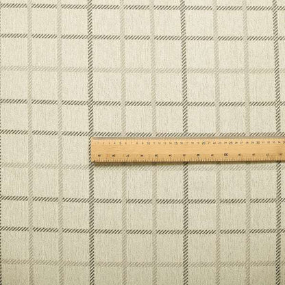 Plain Checked Pattern Fabric Oatmeal Beige Colour Chenille Upholstery Fabric JO-06 - Made To Measure Curtains