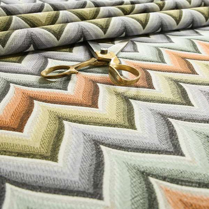 Geometric Colourful Wide Chevron Pattern Fabric Vibrant Colours Chenille Upholstery Fabric JO-08 - Made To Measure Curtains