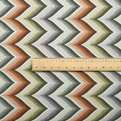 Geometric Colourful Wide Chevron Pattern Fabric Vibrant Colours Chenille Upholstery Fabric JO-08 - Made To Measure Curtains