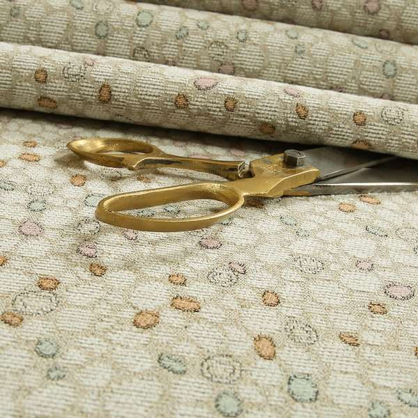 Colourful Dotted Pattern Fabric Beige Pink Orange Blue Chenille Upholstery Fabric JO-09 - Roman Blinds