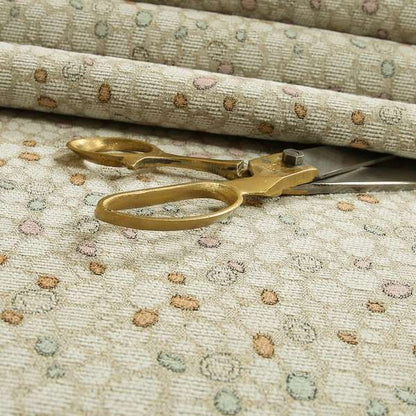 Colourful Dotted Pattern Fabric Beige Pink Orange Blue Chenille Upholstery Fabric JO-09