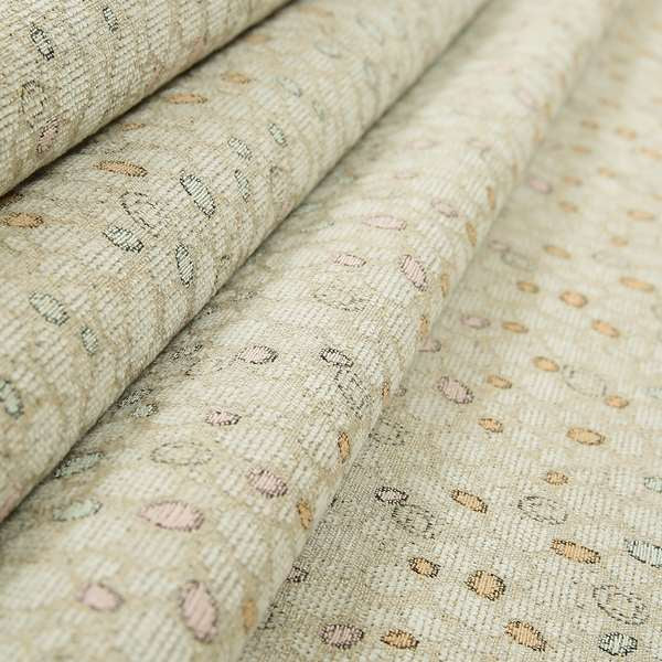 Colourful Dotted Pattern Fabric Beige Pink Orange Blue Chenille Upholstery Fabric JO-09 - Roman Blinds