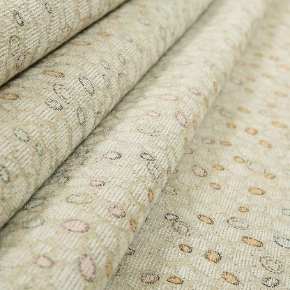 Colourful Dotted Pattern Fabric Beige Pink Orange Blue Chenille Upholstery Fabric JO-09 - Made To Measure Curtains