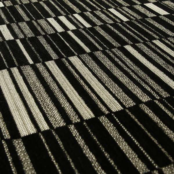 Black Silver Brick Block Pattern Fabric Soft Chenille Upholstery Fabric JO-10 - Made To Measure Curtains