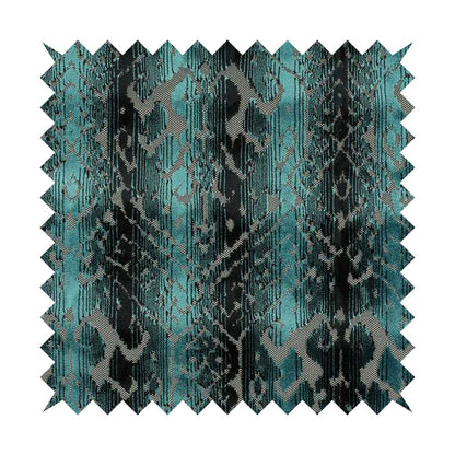 Abstract Pattern Blue Colour Velvet Textured Upholstery Fabric JO-1004 - Made To Measure Curtains