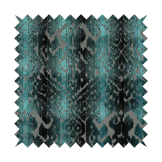 Abstract Pattern Blue Colour Velvet Textured Upholstery Fabric JO-1004