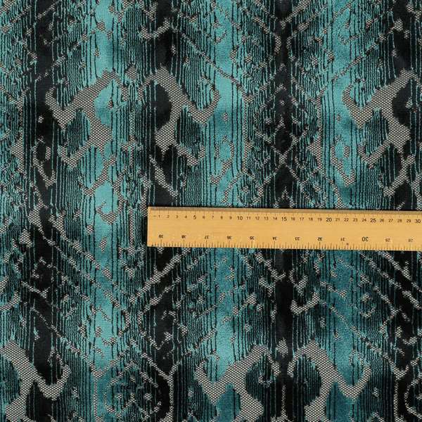 Abstract Pattern Blue Colour Velvet Textured Upholstery Fabric JO-1004 - Made To Measure Curtains