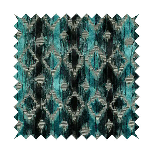 Diamond Pattern Blue Colour Velvet Textured Upholstery Fabric JO-1005 - Made To Measure Curtains