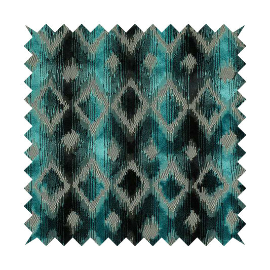 Diamond Pattern Blue Colour Velvet Textured Upholstery Fabric JO-1005