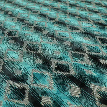 Diamond Pattern Blue Colour Velvet Textured Upholstery Fabric JO-1005