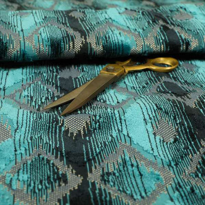 Diamond Pattern Blue Colour Velvet Textured Upholstery Fabric JO-1005 - Roman Blinds