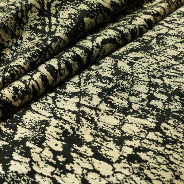 Scale Pattern Black Beige Colour Velvet Textured Upholstery Fabric JO-1006 - Made To Measure Curtains