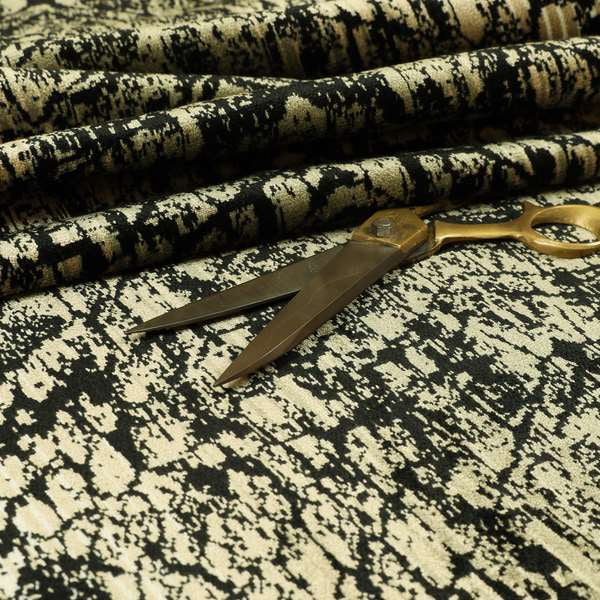 Scale Pattern Black Beige Colour Velvet Textured Upholstery Fabric JO-1006 - Made To Measure Curtains