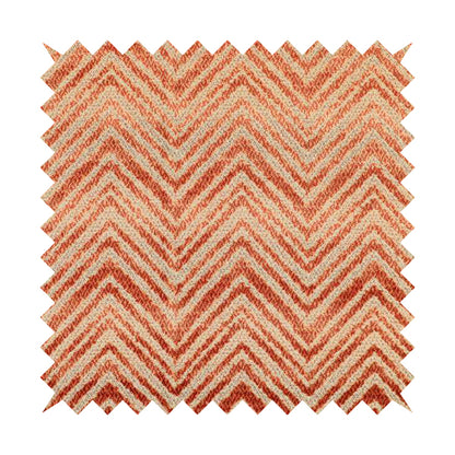 Burnt Orange Colour Raised Velvet Chevron Striped Pattern Upholstery Fabric JO-1008 - Roman Blinds