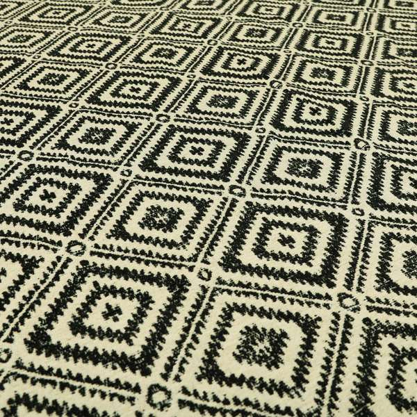 Tribal Theme Pattern Black Beige Colour Soft Chenille Furnishing Fabric JO-1009 - Handmade Cushions