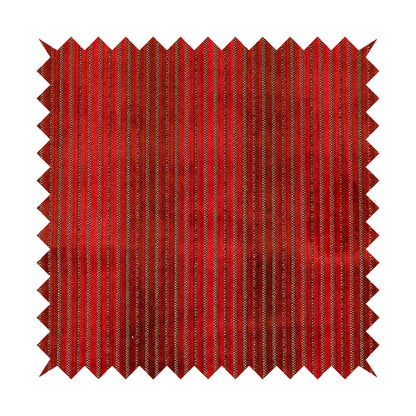 Red Colour Striped Pattern Velvet Heavyweight Upholstery Fabric JO-1012 - Roman Blinds