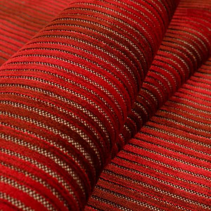 Red Colour Striped Pattern Velvet Heavyweight Upholstery Fabric JO-1012 - Made To Measure Curtains