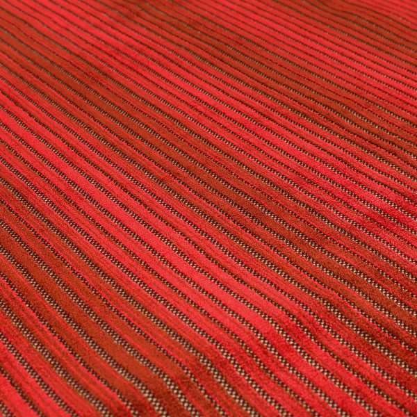 Red Colour Striped Pattern Velvet Heavyweight Upholstery Fabric JO-1012 - Made To Measure Curtains