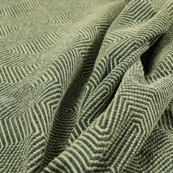 Grey Colour Geometric Wave Pattern Chenille Upholstery Fabric JO-1014 - Made To Measure Curtains