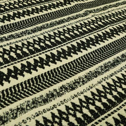 Black Beige Colour Tribal Striped Wave Pattern Chenille Upholstery Fabric JO-1015 - Handmade Cushions