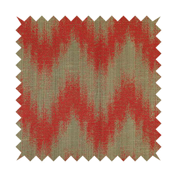 Red Pink Colour Chevron Striped Wave Pattern Chenille Upholstery Fabric JO-1017 - Roman Blinds