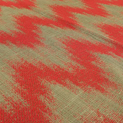 Red Pink Colour Chevron Striped Wave Pattern Chenille Upholstery Fabric JO-1017
