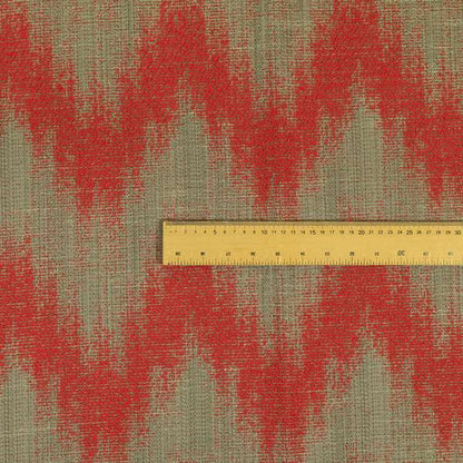Red Pink Colour Chevron Striped Wave Pattern Chenille Upholstery Fabric JO-1017 - Roman Blinds